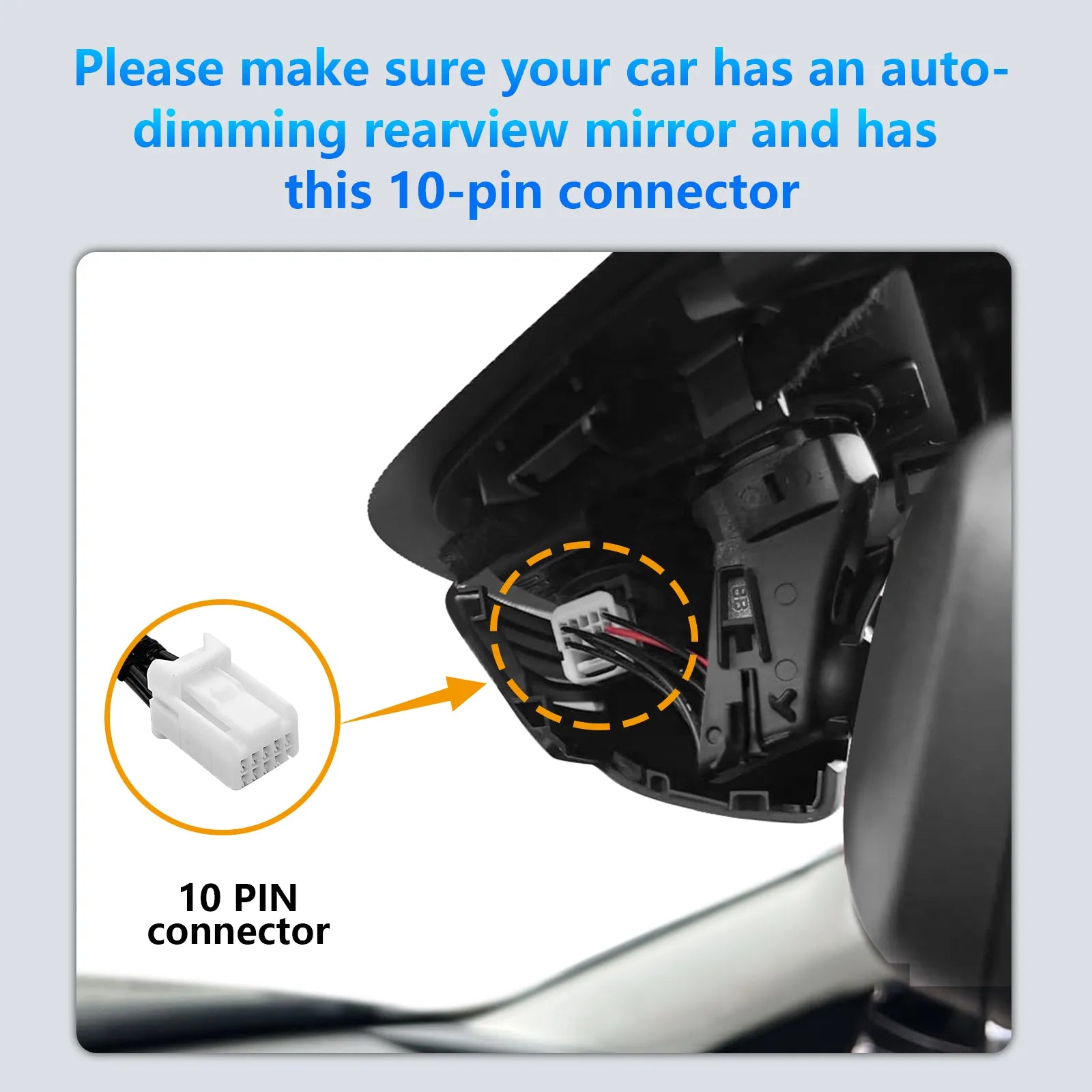 Dashcam Power Adapter 10 Pin (Model A) Custom for Mazda 6 CX3 CX5 CX5 CX9 CX30 CX50 MX30 and More,GPS Radar Mirror Camera,Connects to Auto Dimming Plug (Hidden in Sensor Shroud)